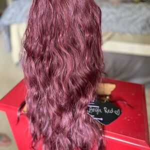 Luxurious Deep Red Wavy Hair Wig